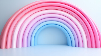 Fototapeta premium 3d rainbow in pastel colors for children's playrooms and Montessori-style classrooms.