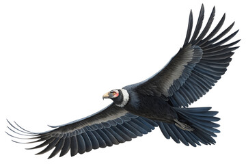 Fototapeta premium Front view, Andean Condor is spreading its wings and flying isolated on a transparent background