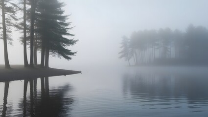 Fototapeta premium Beautiful aerial shot of a foggy forest
