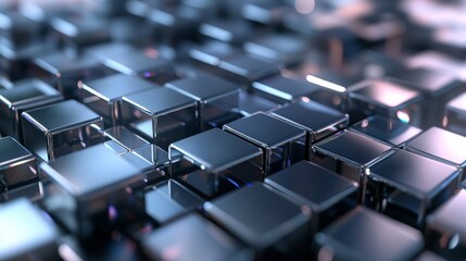 Obraz premium Abstract Pattern of Shiny Silver Cubes