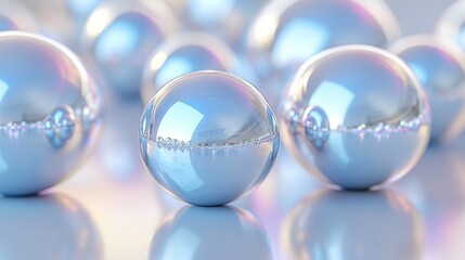Reflective Silver Spheres with Blurred Background