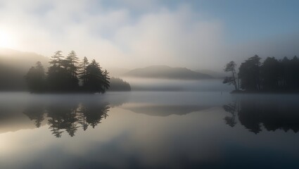 Fototapeta premium Beautiful aerial shot of a foggy forest