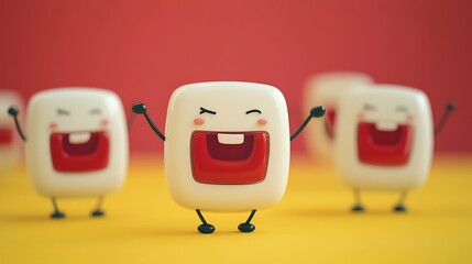 Obraz premium Happy Dancing Characters with Cheerful Expressions