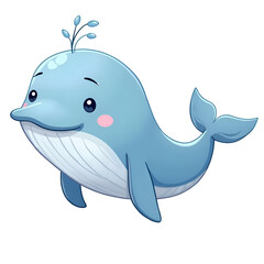 Obraz premium Embrace the joy of friendship with this charming cartoon whale character , digital illustration of character design concept.