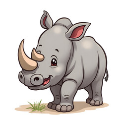 Fototapeta premium Embrace nature s wonders through the eyes of a cheerful rhinoceros, illustration of character design concept.