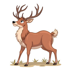 Obraz premium Embrace the beauty of nature with the majestic deer standing proudly in a serene meadow, digital illustration of animal character concept.