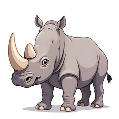 Fototapeta premium Embrace the strength and beauty of wildlife through the mighty rhinoceros, digital illustration of character design concept.