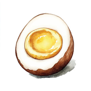 recommend clip art: Boiled egg food watercolor clipart illustration
