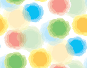 Rainbow and soft clouds on a seamless pattern, artistic and vibrant illustration.