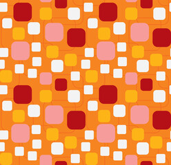 Vector seamless pattern with rectangular tiles. Abstract ornamental illustration with stylized covering, stonework and mosaic.