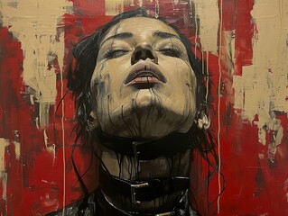 Intense Gaze: A Powerful Portrait in Red and Black