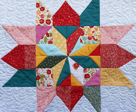 6 point star quilt block pattern patchwork home d&eacute;cor
