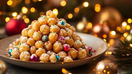 A colorful mound of struffoli