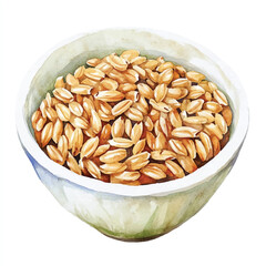 Brown rice food watercolor clipart illustration