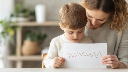 Parent and child comparing genetic test charts, awareness of inherited health risks