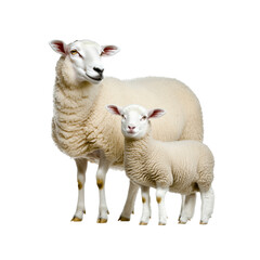 Obraz premium Mother Sheep and Lamb Standing Together