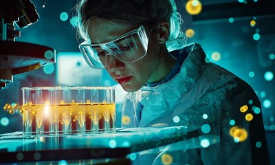 DNA Animation with Researcher in Lab - Powered by Adobe