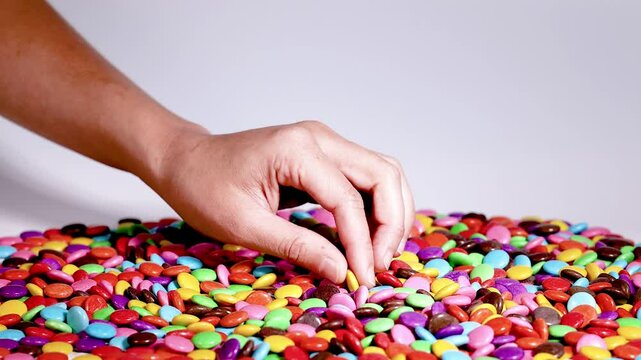 Sorting Colorful Candy by Hand