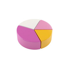 Obraz premium 3D Pie Chart with Pink, White, and Yellow Sections