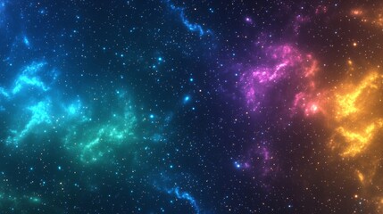 Obraz premium A Starry Night Sky with Nebulas in Blue, Pink, and Yellow Hues