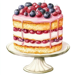 Cake watercolor clipart illustration