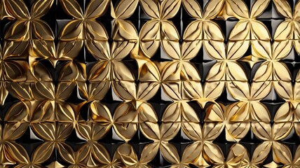 AI GENERATED Luxury gold and black geometric pattern with metallic effect, seamless and elegant for backgrounds or product packaging