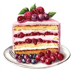 Cake watercolor clipart illustration