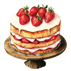 Cake watercolor clipart illustration