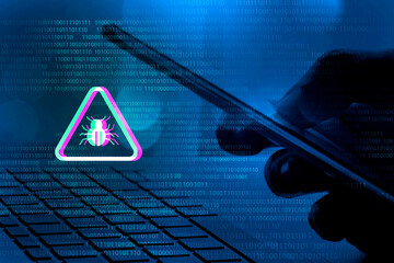 Malware attack virus alert , malicious software infection , cyber security awareness training to...