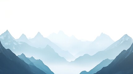 Fototapeta premium Blue Mountains Silhouette Against a White Sky