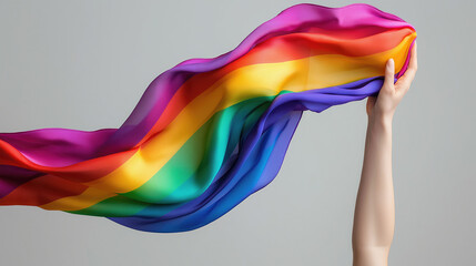 Colorful rainbow fabric symbolizing freedom, hope and positivity for backgrounds, wallpapers and social media posts for Pride Month events
