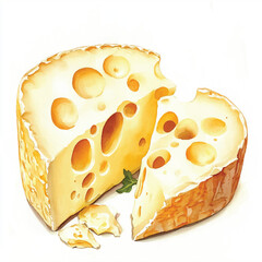 Cheese Harmonica watercolor clipart illustration