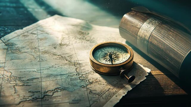 Vintage Compass and Map