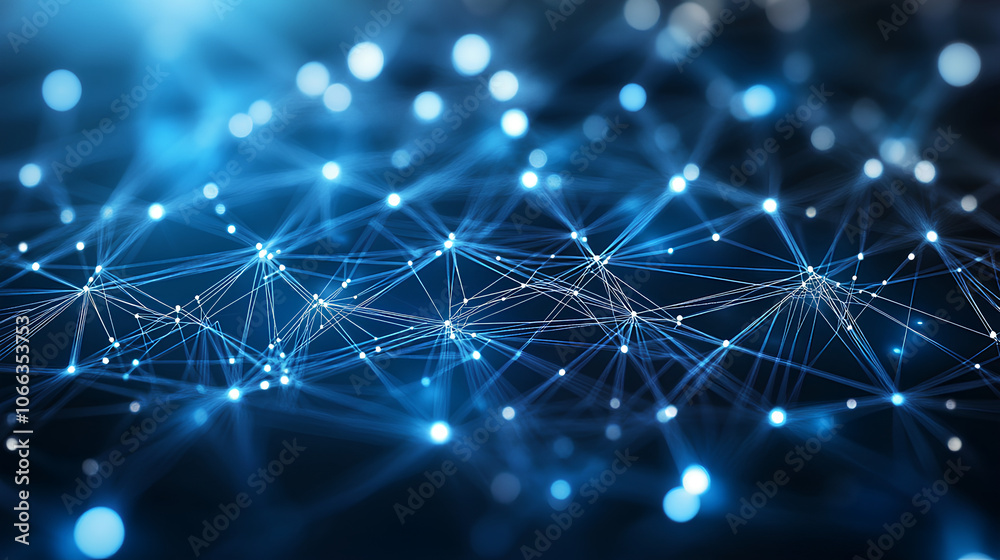 Poster abstract digital network circuit board background banner with glowing light and connecting data dots