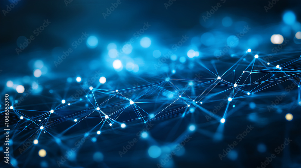 Poster abstract digital network circuit board background banner with glowing light and connecting data dots