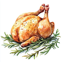 Chicken meat watercolor clipart illustration