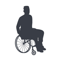 Silhouette of People Disability on Wheelchair. Vector Illustration.