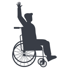 Fototapeta premium Silhouette of People Disability on Wheelchair. Vector Illustration.