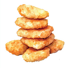 Chicken nugget watercolor clipart illustration