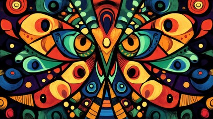 Naklejka premium Abstract Colorful Owl with Geometric Patterns