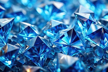 abstract blue crystal refractions on background