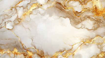 Marble texture art background. Alcohol ink water. White brown beige mineral stone design decor banner. Creative abstract gold metallic fleck sand land streak pattern. Luxury stained surface