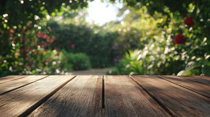 wooden table with nature