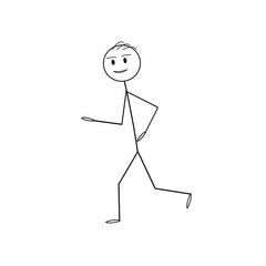 Stick man running isolated on white background, flat  illustration