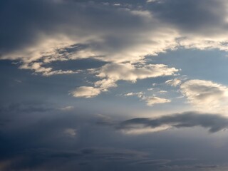 Beautiful sky. Change of weather. Clouds and storm clouds.
