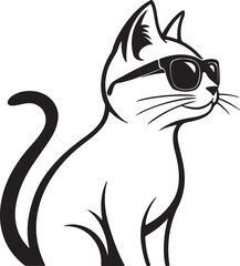 A cat , silhouette style, minimalist. white background