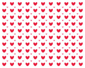 Seamless pattern with hand drawn cute red hearts, Heart vector line drawing pattern, wallpaper or gift wrapping design ,background on Valentine's Day, Doodle red hearts 
