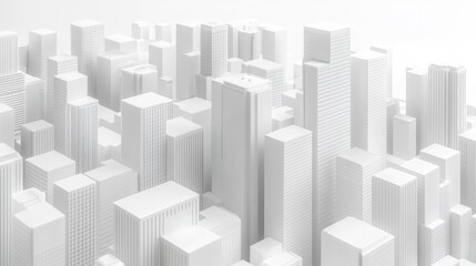Minimalist 3D render of a city skyline.