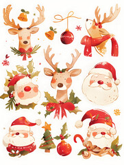 set of christmas elements