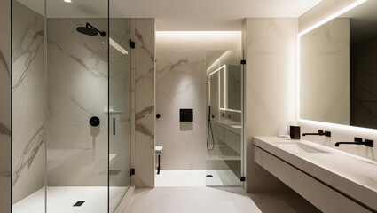 modern bathroom interior with shower Serenity in Minimalist Bathroom Design